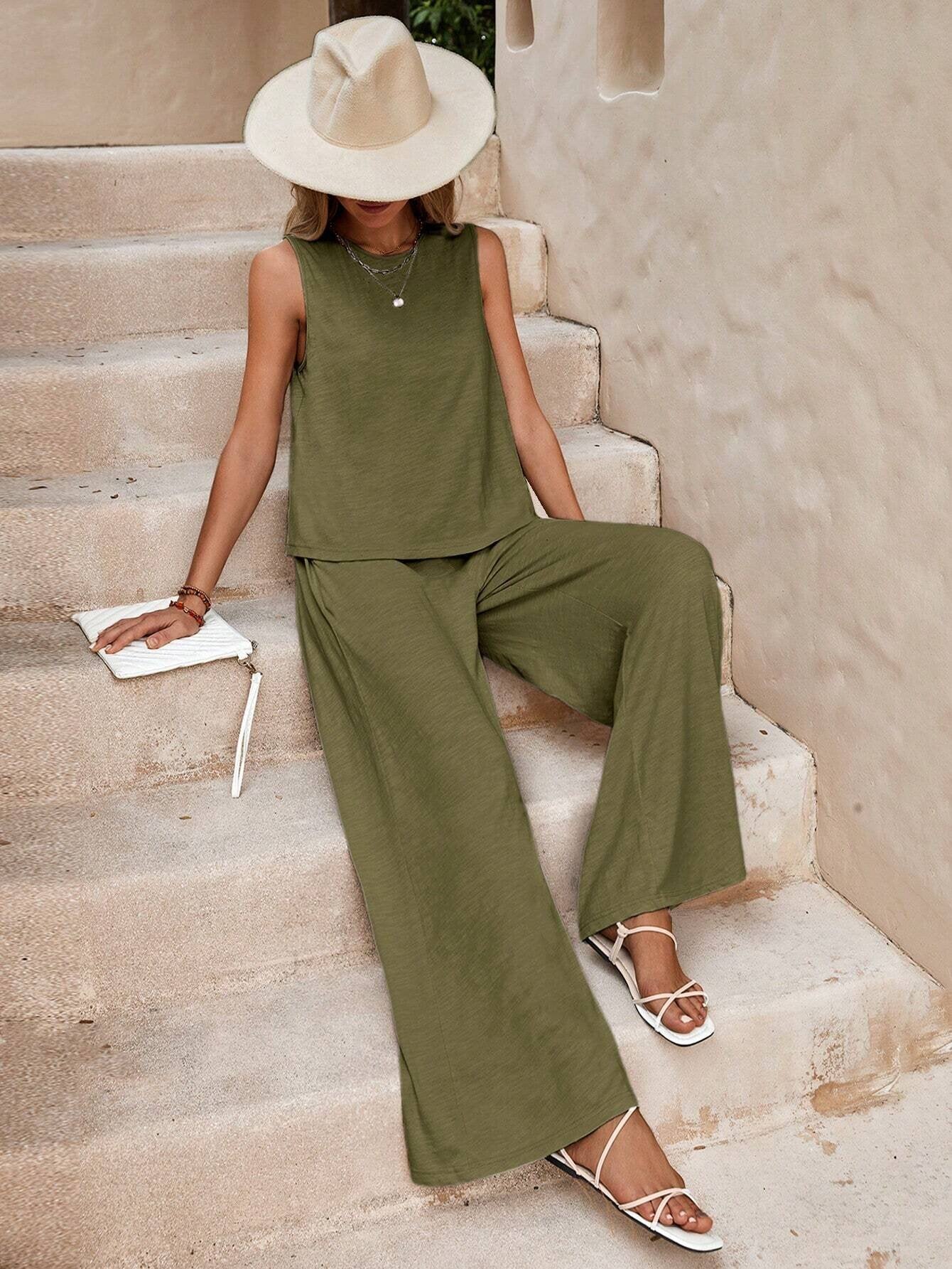 Women's Casual Cotton Two-Piece Suit