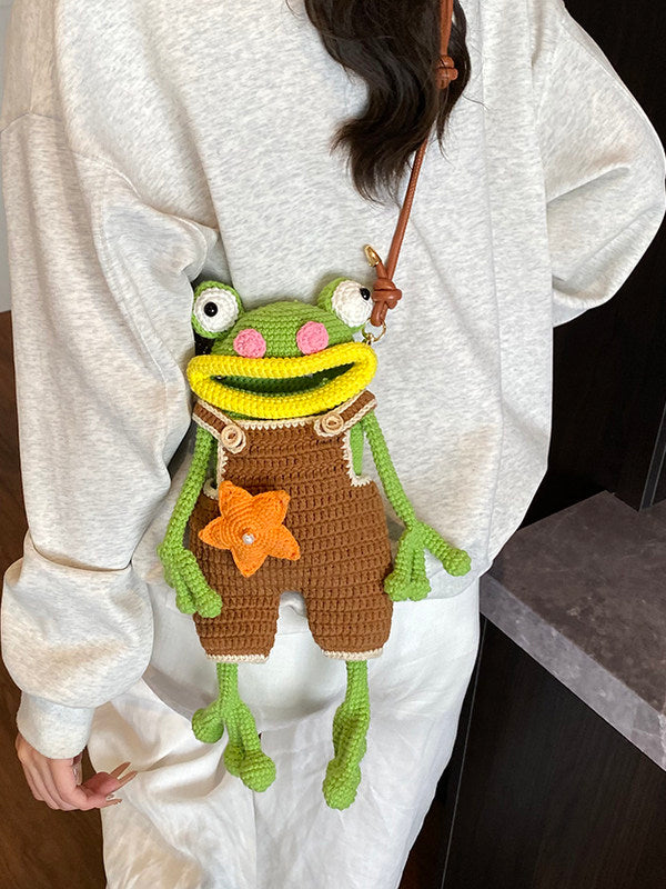 Quirky Frog Crochet Phone Crossbody Bag
