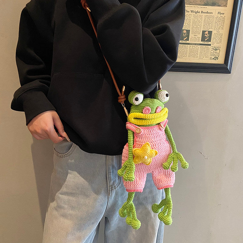 Quirky Frog Crochet Phone Crossbody Bag