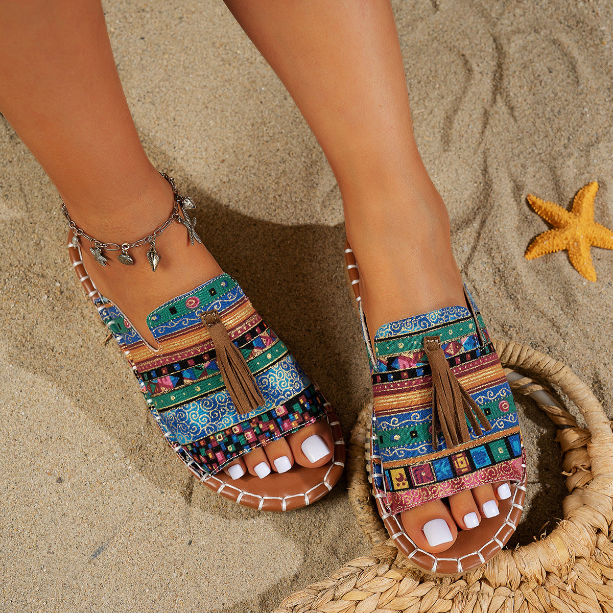Bohemian flat beach sandals