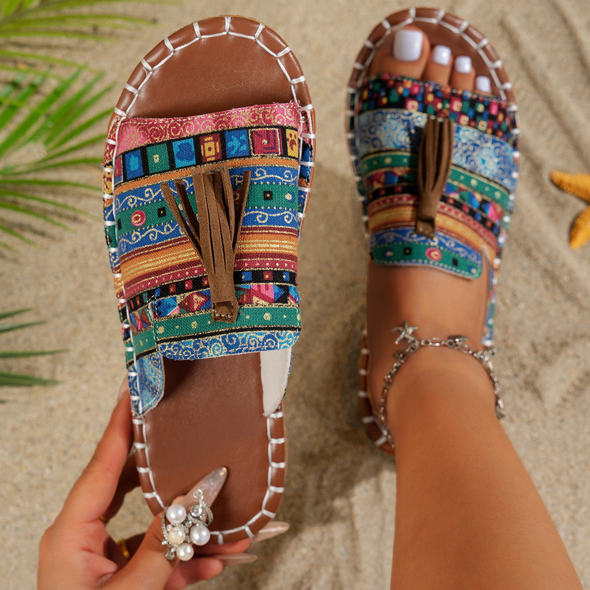 Bohemian flat beach sandals