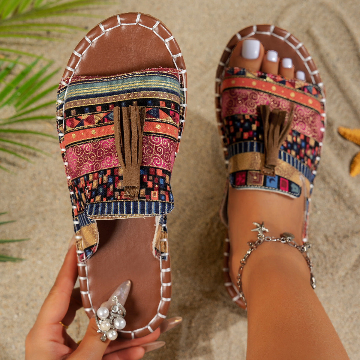 Bohemian flat beach sandals