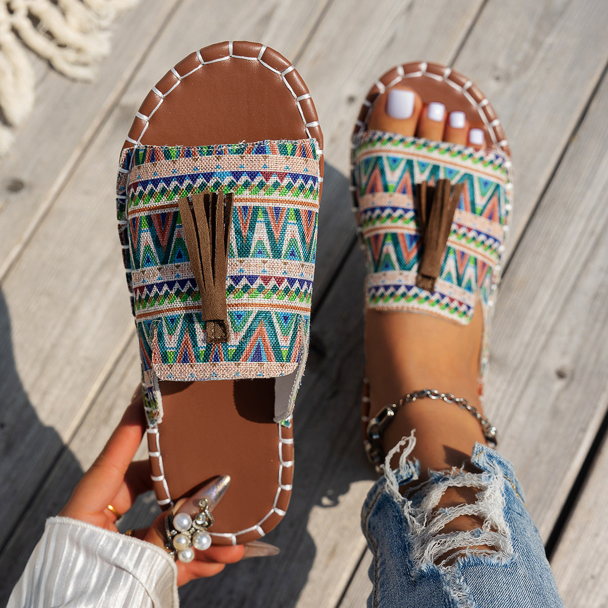 Bohemian flat beach sandals