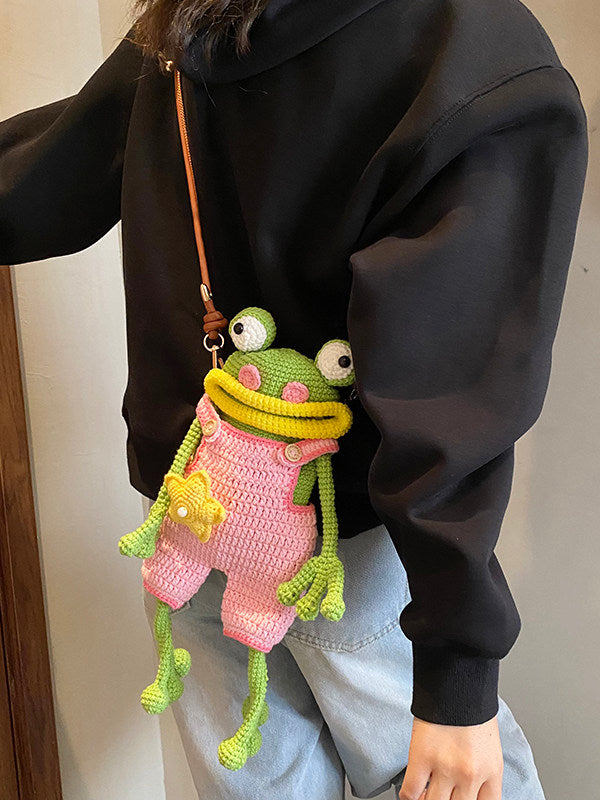 Quirky Frog Crochet Phone Crossbody Bag