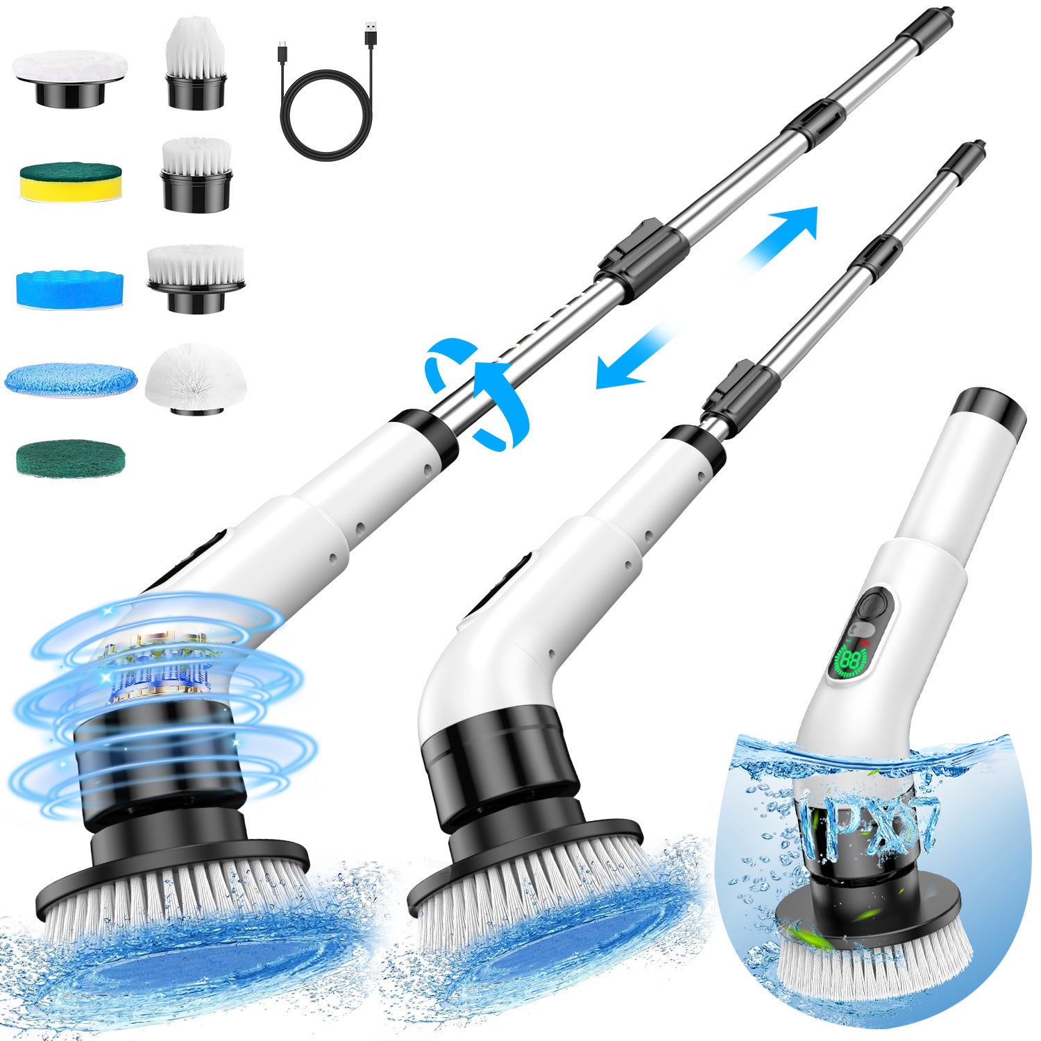 Multifunctional Telescopic Electric Cleaning Brush for household purpose