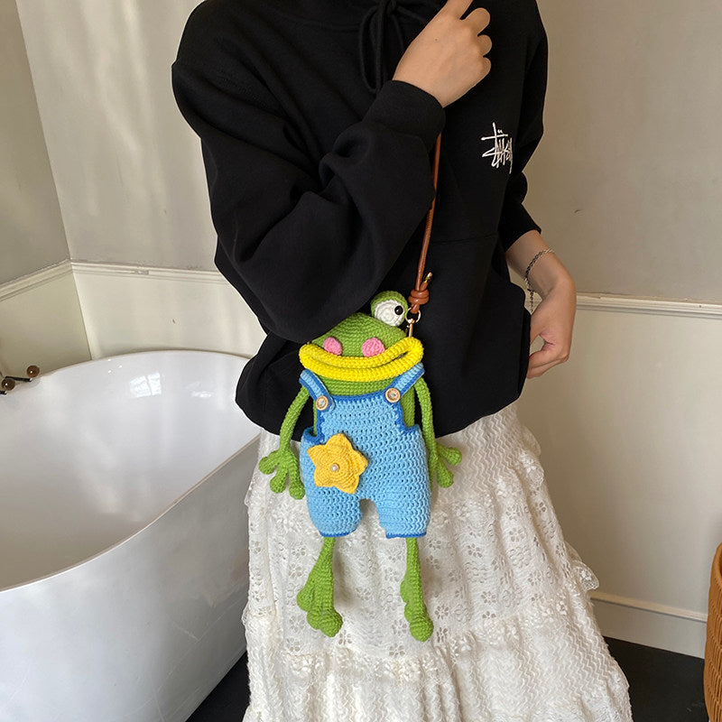 Quirky Frog Crochet Phone Crossbody Bag
