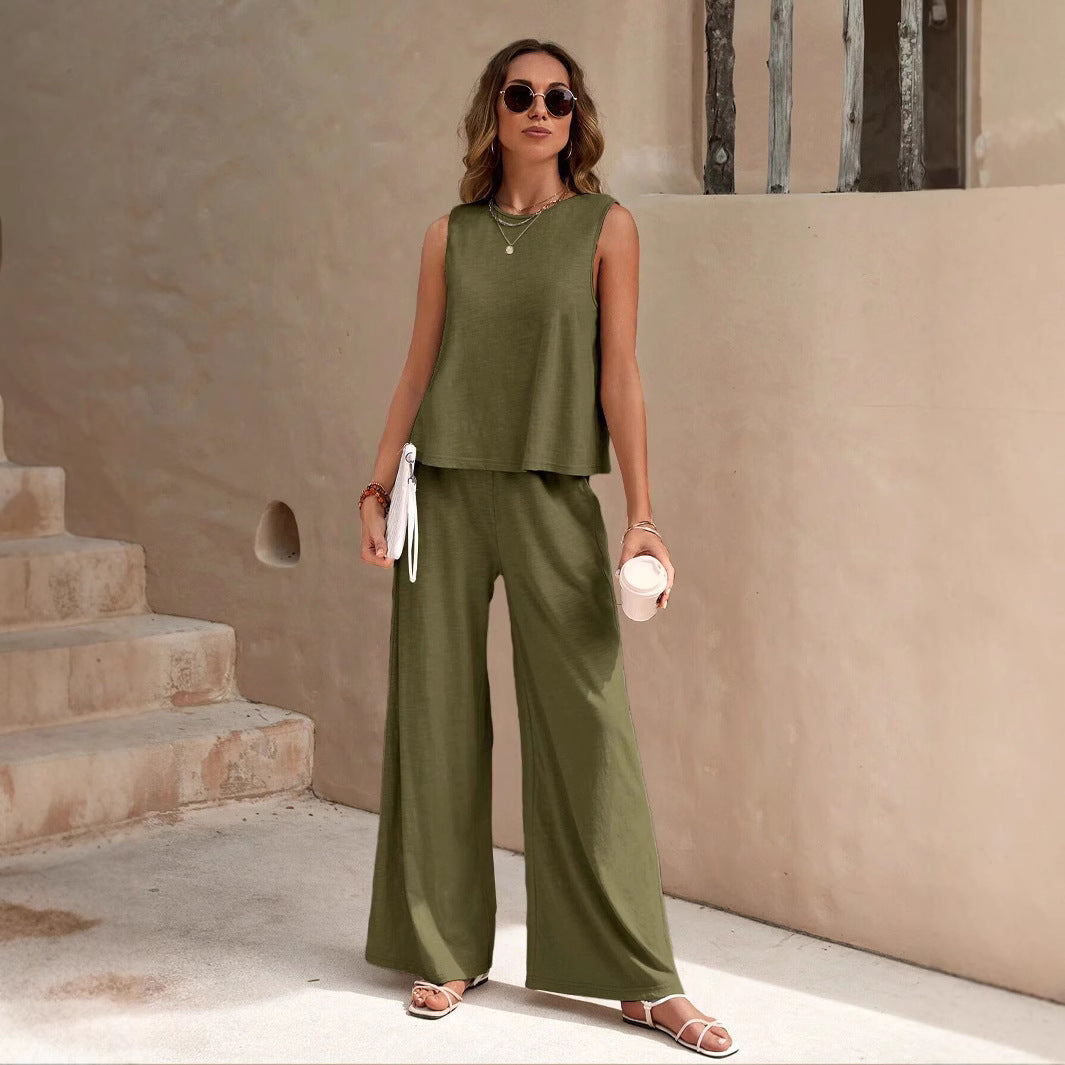 Women's Casual Cotton Two-Piece Suit