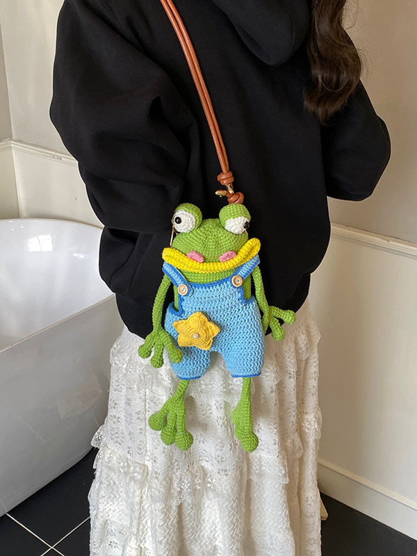 Quirky Frog Crochet Phone Crossbody Bag