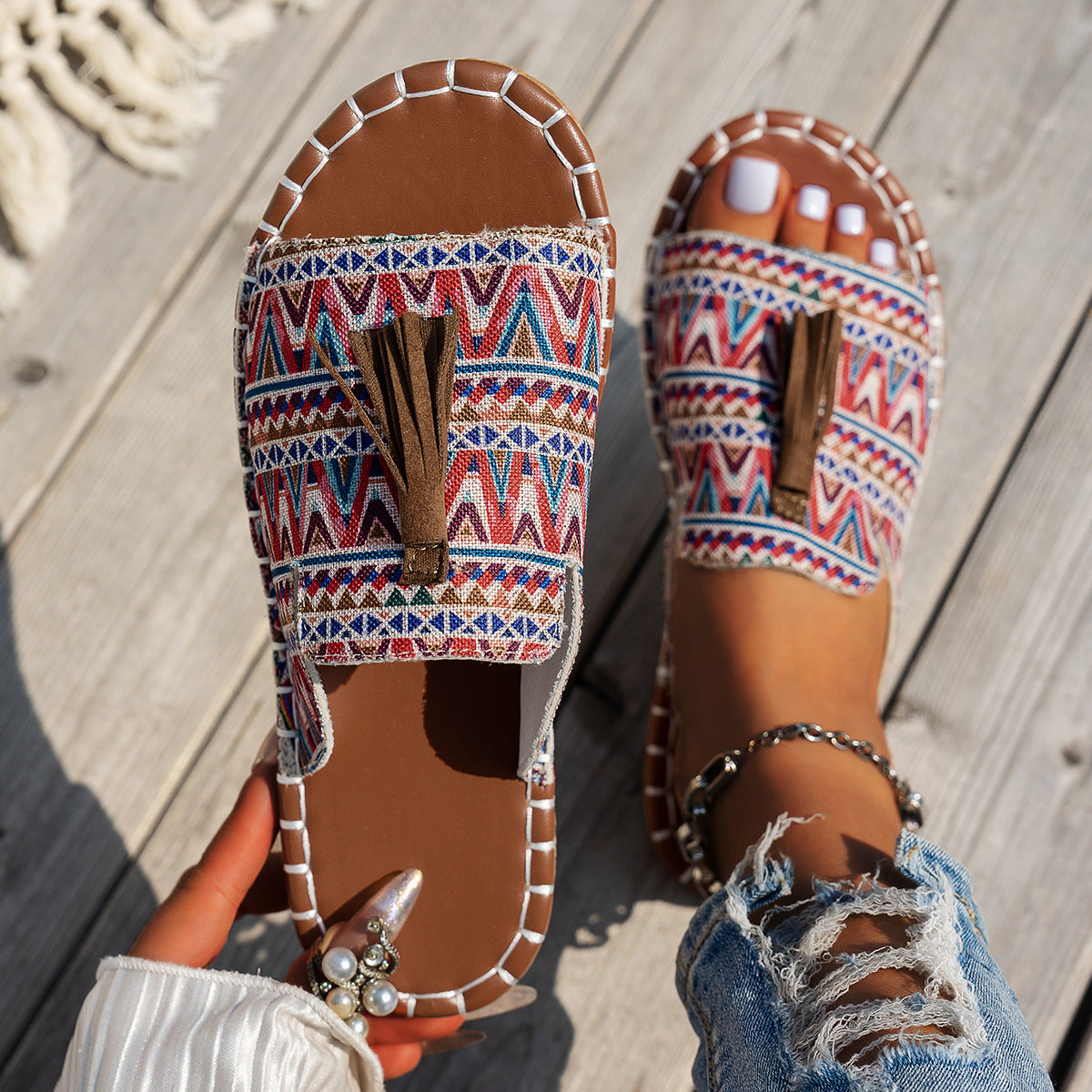 Bohemian flat beach sandals