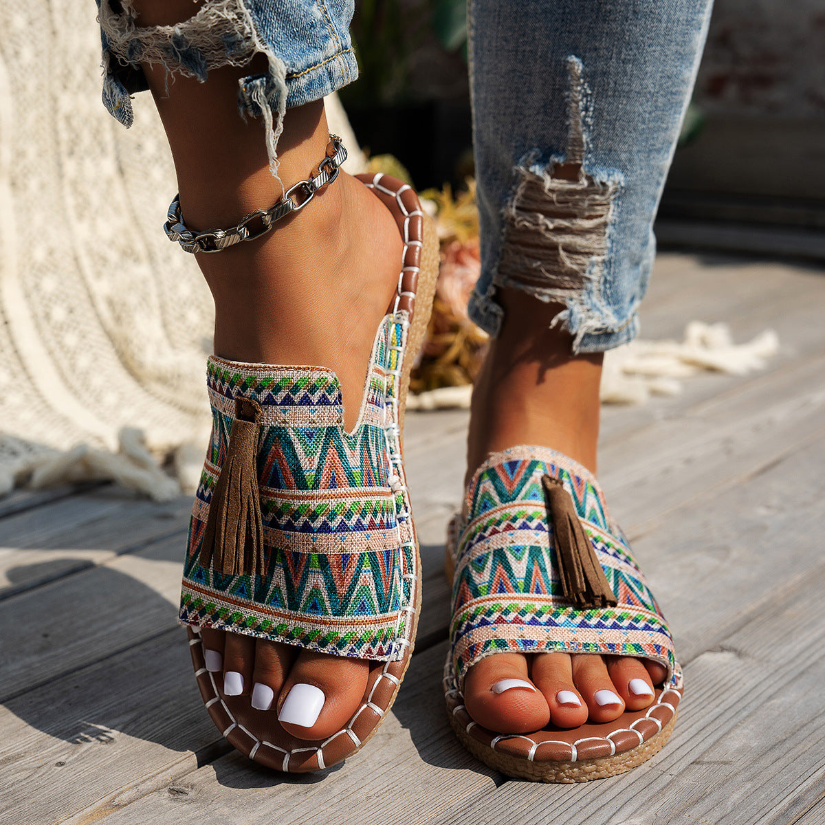 Bohemian flat beach sandals