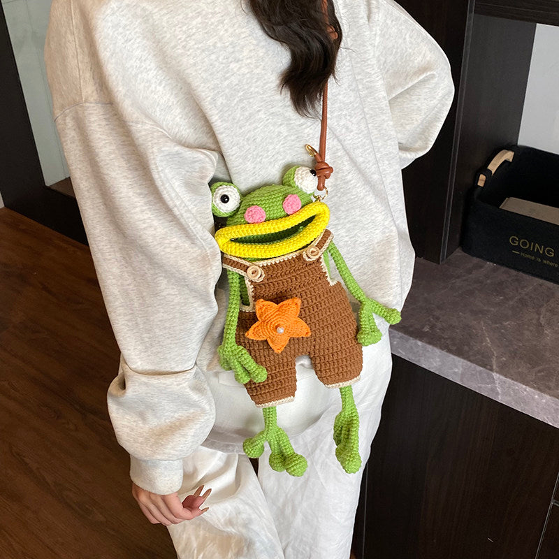 Quirky Frog Crochet Phone Crossbody Bag
